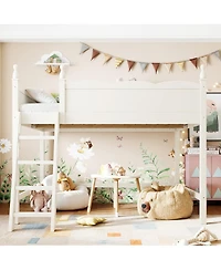 Streamdale Furniture Full Size Solid Wood Loft Bed with Ladders and Under-Bed Space