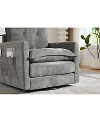 Streamdale Furniture Mid-Century Modern Swivel Barrel Accent Chair with Metal Base