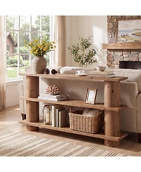 Tribesigns Solid Wood Console Table, 3-Tier Farmhouse Hallway Table