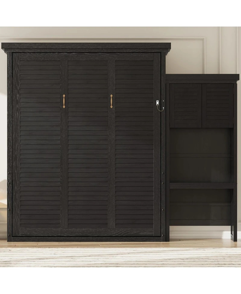 Streamdale Furniture Queen Size Murphy Bed with Shelves and Louvered Style