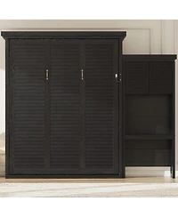 Streamdale Furniture Queen Size Murphy Bed with Shelves and Louvered Style