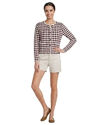 Lands' End Women's Fine Gauge Cotton Jacquard Blazer Sweater