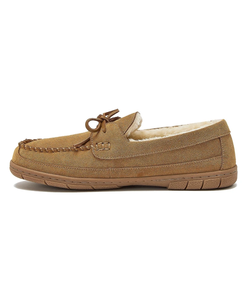 Lands' End Men's Fuzzy Lined Lace Up Moccasin Slippers