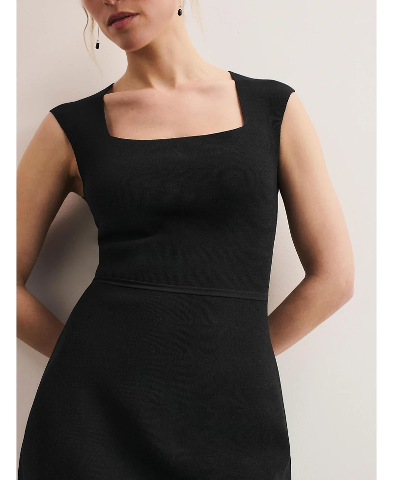 The Fold Women's Sculptural Square Neck Sheath Dress