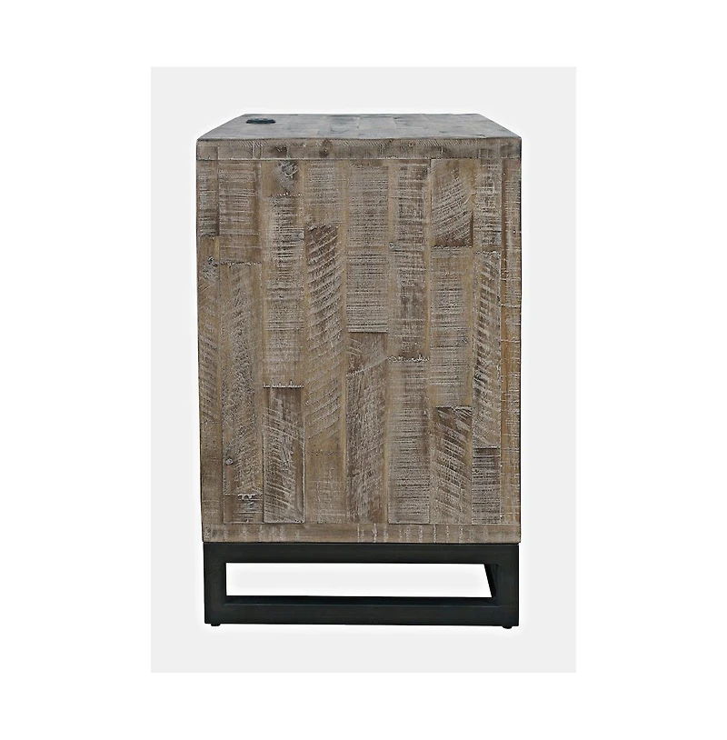 Jofran Modern Coastal 25" Distressed Solid Wood Nightstand with Usb Charging