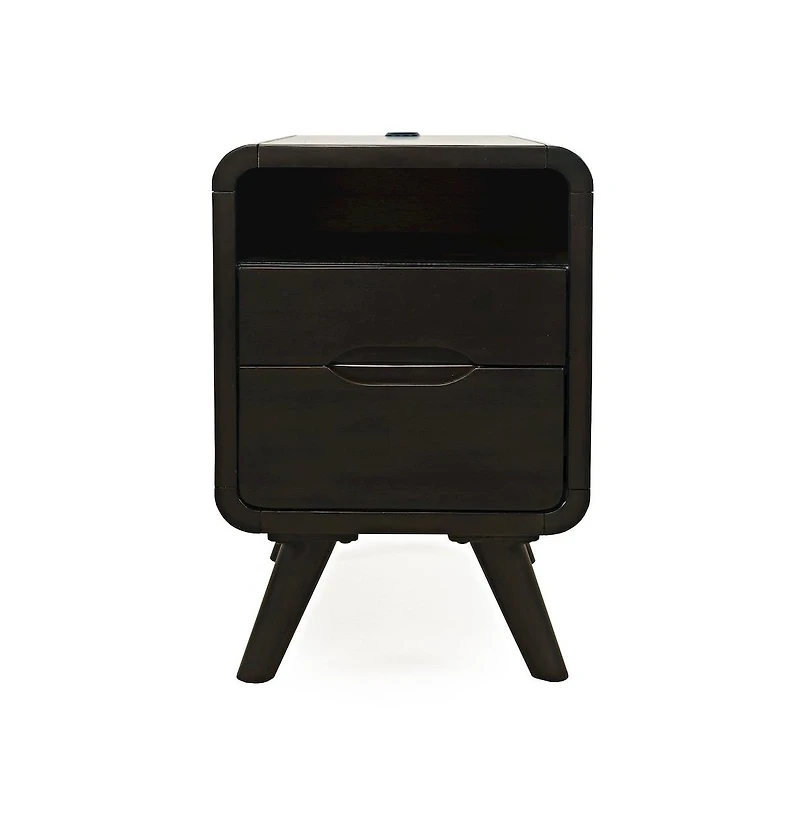 Marlowe Mid-Century Modern Usb Charging Curved Chairside End Table