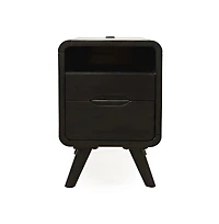 Marlowe Mid-Century Modern Usb Charging Curved Chairside End Table