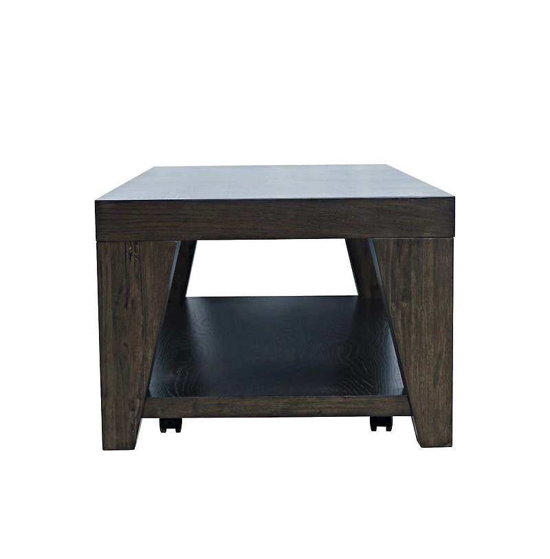 Jofran Modern Contemporary 50" Coffee Table with Storage Shelf and Hidden Casters