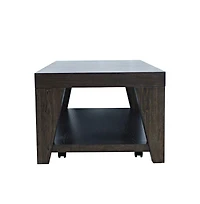 Jofran Modern Contemporary 50" Coffee Table with Storage Shelf and Hidden Casters