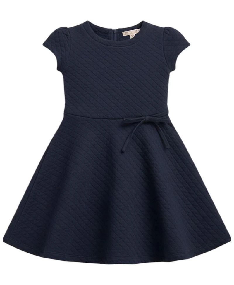Hope & Henry Toddler Girls' 2T-5T Quilted Knit Short-Sleeve Fit and Flare Dress