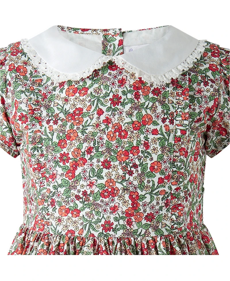 Rachel Riley Toddler Girls' 2T-5T Botanical Frill Front Puff Sleeve Dress