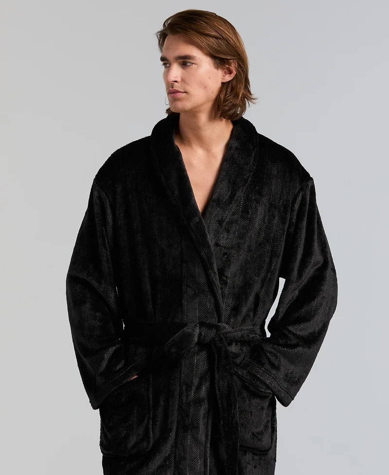 Perry Ellis Portfolio Men's Fleece-Herringbone Robe