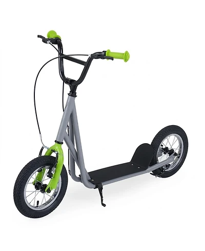Sugift Height-Adjustable Kick Scooter with 12-Inch Air-Filled Wheels and V-Type Handbrakes, 165 lb Capacity, Ages 8+