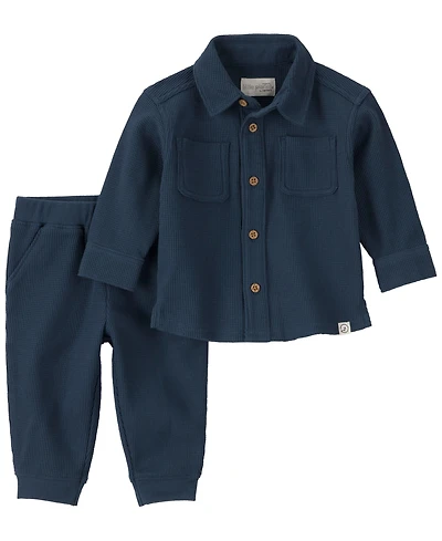 Little Planet by Carter's Baby Boys' Waffle-Knit Long-Sleeve Top and Pants, 2-Piece Set