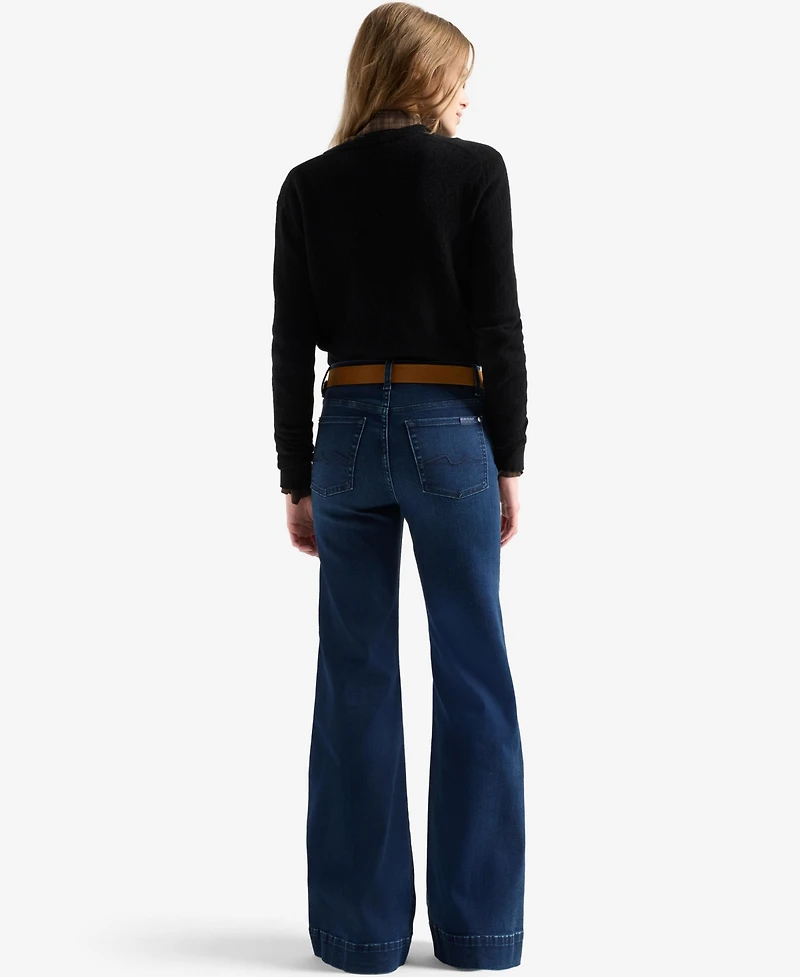 7 For All Mankind Women's Modern Dojo High-Rise Wide-Leg Trouser-Style Hem Jeans