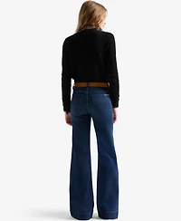 7 For All Mankind Women's Modern Dojo High-Rise Wide-Leg Trouser-Style Hem Jeans