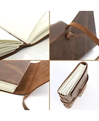 Danrong Full Grain Buffalo Leather Embossed Tree Of Life Lined Notebook Handstitched Binding - x