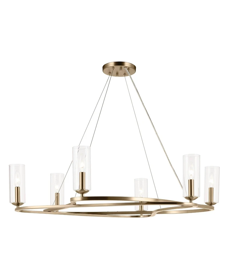 Kichler Harpin 37.75 Inch 6 Light Chandelier with Clear Glass in Champagne Bronze