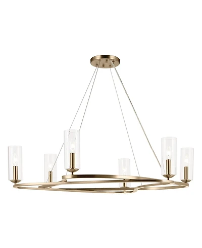 Kichler Harpin 37.75 Inch 6 Light Chandelier with Clear Glass in Champagne Bronze
