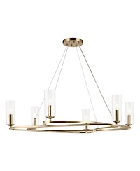 Kichler Harpin 37.75 Inch 6 Light Chandelier with Clear Glass in Champagne Bronze