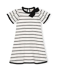 Hope & Henry Toddler Girls' 2T-5T Pointelle Bow-Detail A-Line Organic Cotton Sweater Dress
