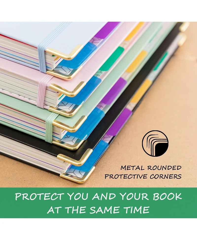 Danrong Hardcover Spiral Notebook College Ruled Lined Paper Thick Pages Elastic Closure Pocket Index Tabs