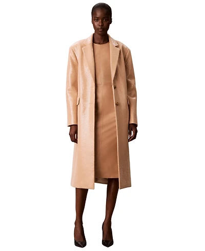 Calvin Klein Women's Two-Button Sequined Overcoat