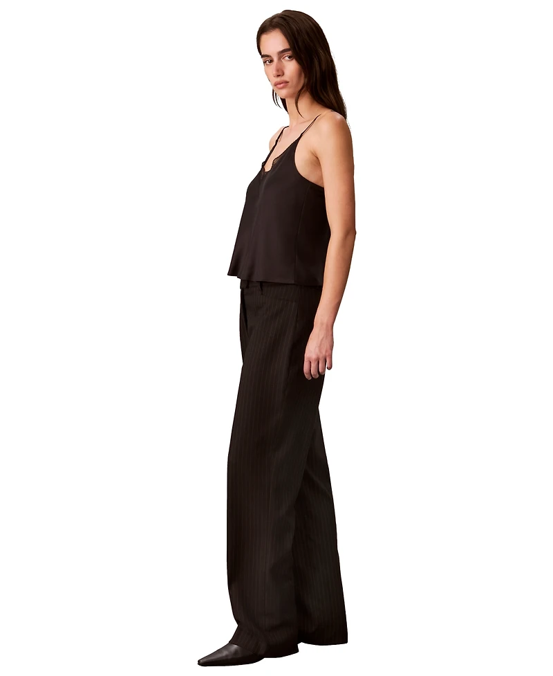 Calvin Klein Women's High-Waist Straight-Leg Pinstripe Dress Pants