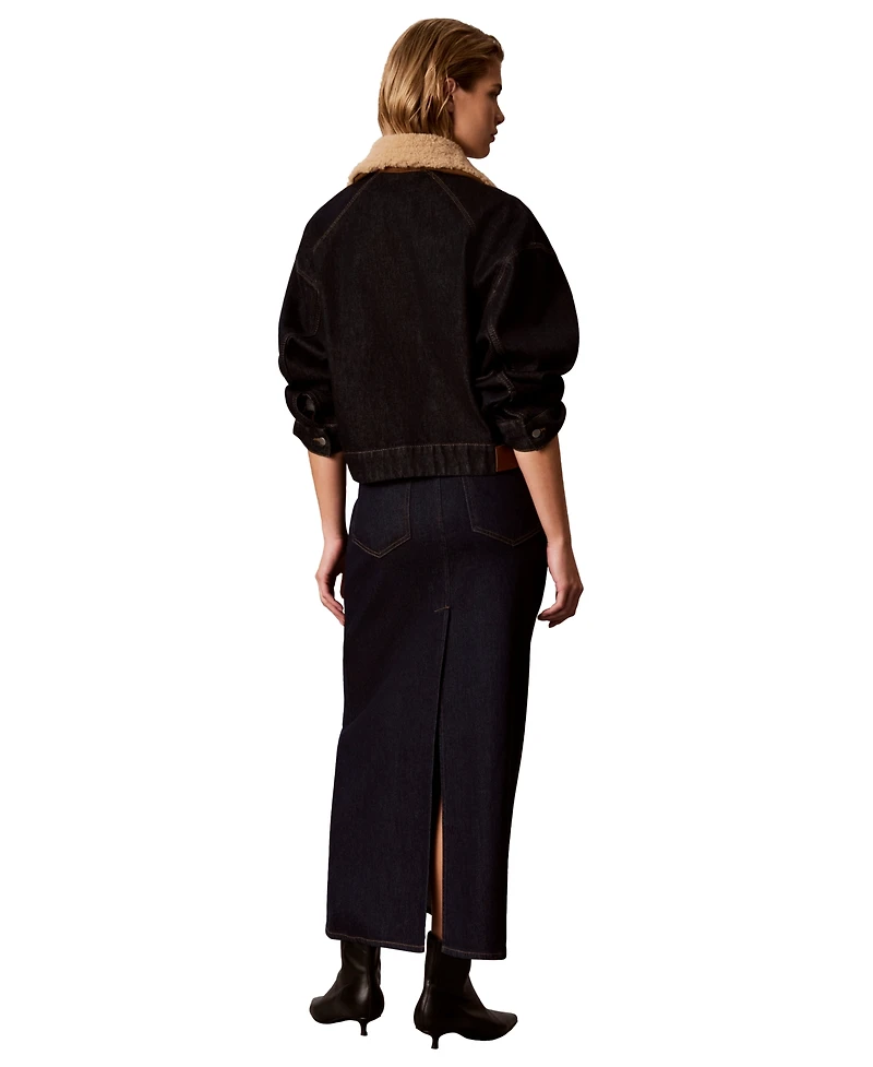Calvin Klein Women's Mid Rise Maxi Denim Skirt