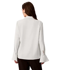 Calvin Klein Women's Long-Sleeve Flutter-Cuff Keyhole Blouse