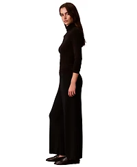 Calvin Klein Women's Pull-On High-Rise Wide-Leg Sweater Pants