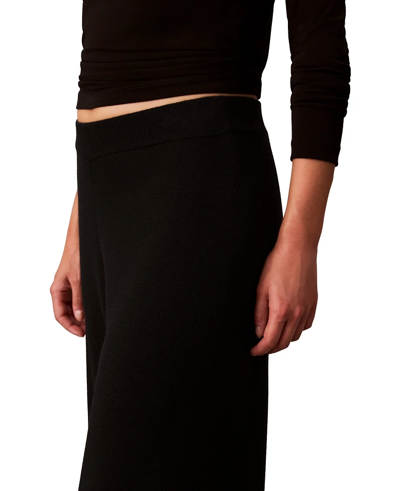 Calvin Klein Women's Pull-On High-Rise Wide-Leg Sweater Pants