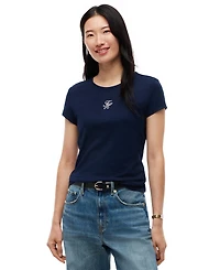Tommy Hilfiger Women's Script Logo Crewneck Short-Sleeve T-Shirt