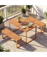 Gouun 43.5-inch Acacia Wood Outdoor Garden Bench with Slatted Seat