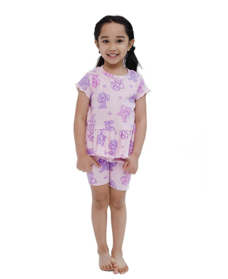Paw Patrol Baby Girls' Skye Short-Sleeve Peplum Tee and Bike Shorts, 2-Piece Set
