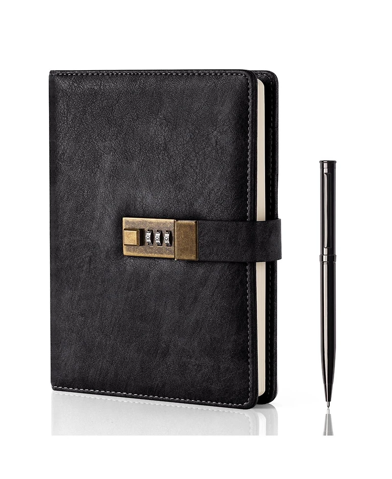 Danrong Lock Journal Pu Leather Diary With 240 Pages Lined Notebook Gift Set