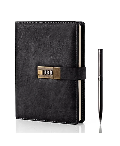 Danrong Lock Journal Pu Leather Diary With 240 Pages Lined Notebook Gift Set