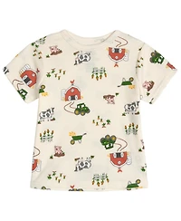John Deere Toddler Boys' 2T-5T Farm Print Crewneck Short-Sleeve Tee and Shortalls, 2-Piece Set