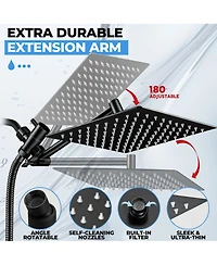 Cyqbd 8" Shower Head Rain Handheld Spray Extension Arm Flow Regulator System