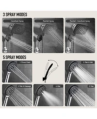 Cyqbd 11.8" Rain Shower Head With Handheld Dual Heads 5 Spray Modes