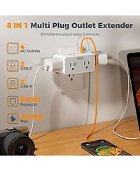 Tessan 4 Ac Outlets and 4 Usb Ports with Usb-c Outlet Extender for Compatible Devices