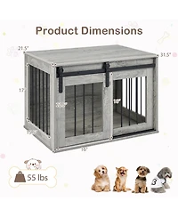 Sugift Heavy Duty Dog Crate Furniture Kennel with Sliding Barn Door