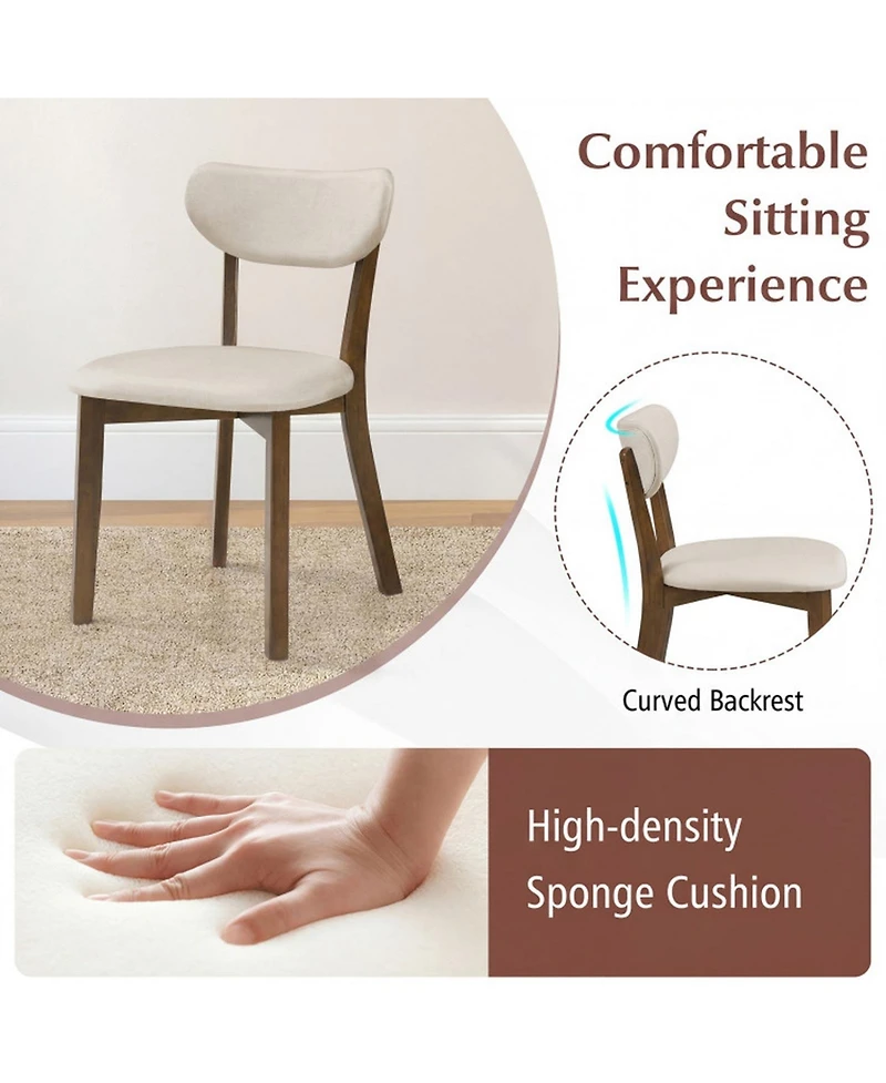 Sugift Set of 4 Dining Chairs with Solid Rubber Wood Frame and Padded Seats