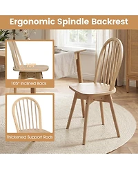 Sugift Set of 4 Swivel Windsor Dining Chairs with Solid Rubber Wood Frame