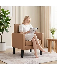 Sugift Modern Pu Leather Accent Chair with Removable Seat Cushion