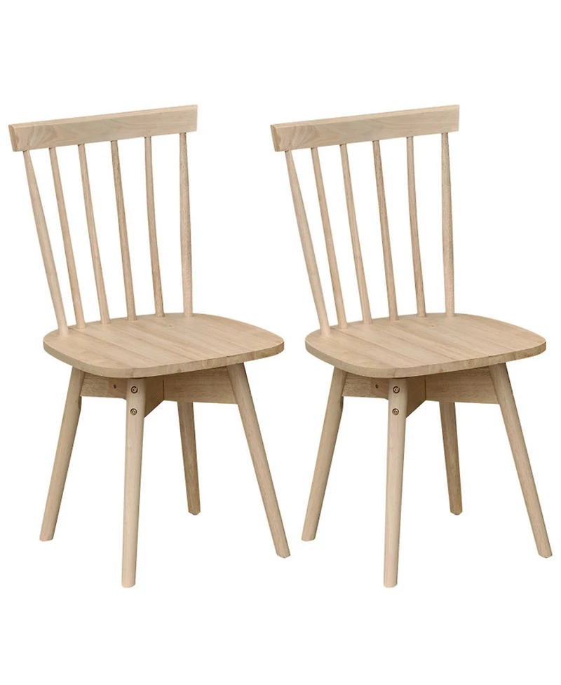 Sugift Set of 2 Mid-Century Rubber Wood Dining Chairs with 360degree(s) Swivel Seat