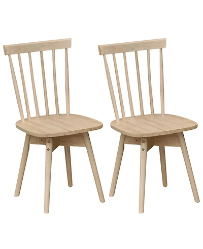 Sugift Set of 2 Mid-Century Rubber Wood Dining Chairs with 360degree(s) Swivel Seat