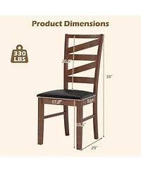 Sugift Set of 2 Kitchen Dining Side Chairs with Padded Pu Leather Seat and Rubber Wood Legs