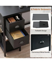 Sugift 48 inch Computer Desk with Power Outlet Home Office Desk with 4 Fabric Drawers