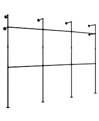 Sugift Wall Mounted Pipe Clothing Rack with 6 Hanging Rods